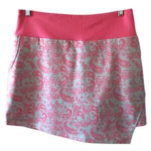 Head Golf Women's Pink & Gray Paisley Print Stretch Pull On Skort Size Large